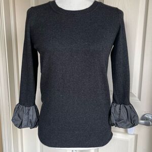 XXI Forever 21 Angora Blend Taffeta Cuff Sweater (Charcoal Gray) - Small